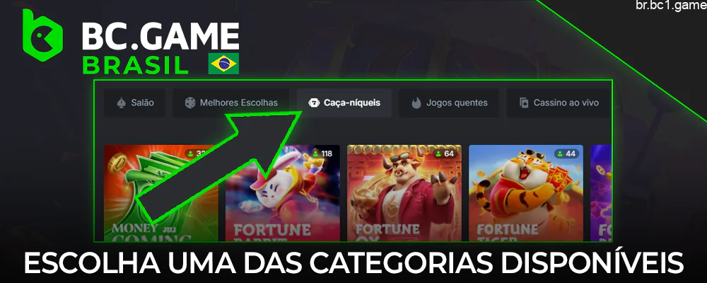 No BC.Game Casino, escolha uma categoria. Novo lançamento, BC Original ou qualquer outro