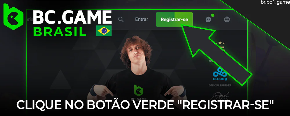 Clique no botão verde “Registrar-se” no BC.Game