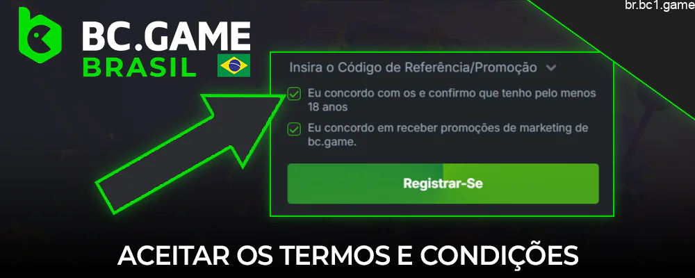 Aceitar os termos e condições do site BC.Game