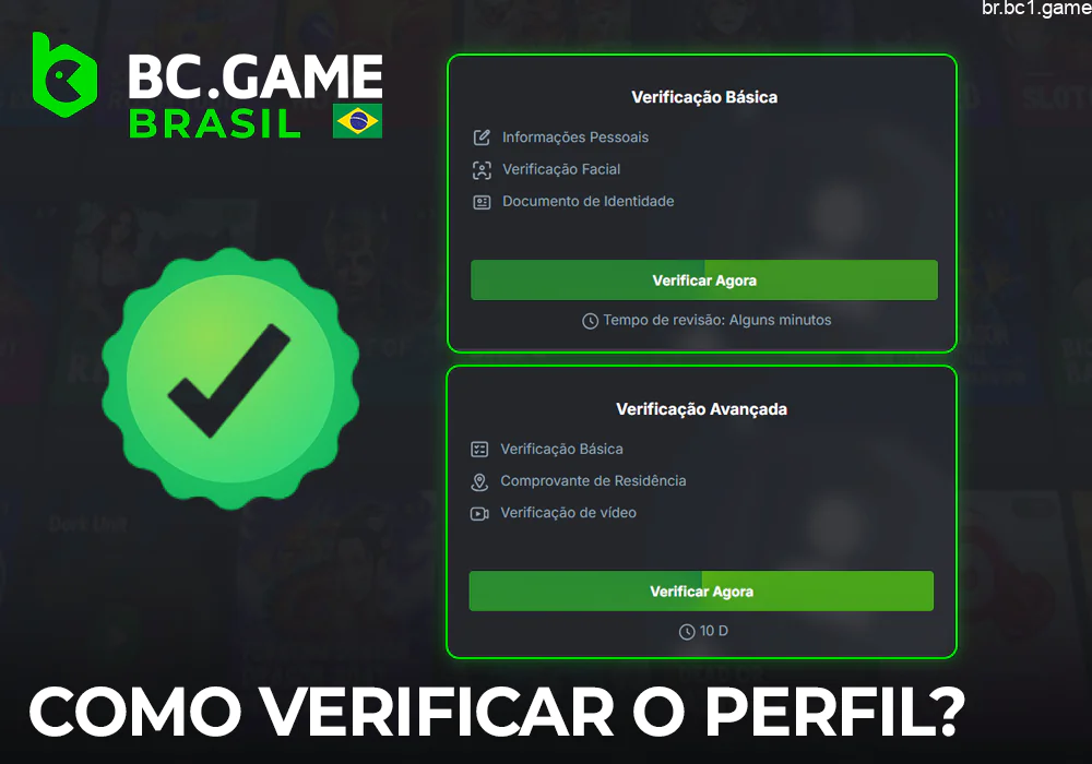 Verificação de perfil no BC.Game Cassino