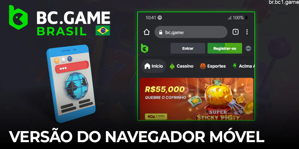 Site da BC.Game no navegador do celular