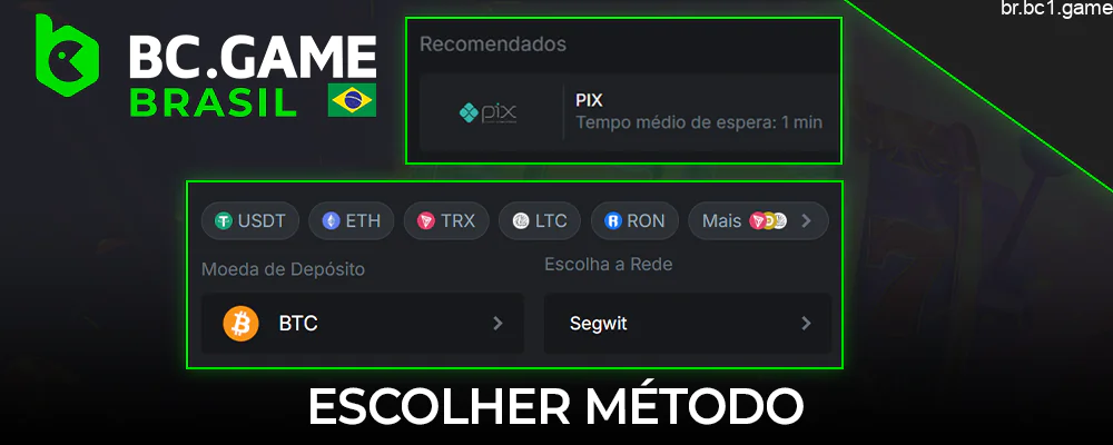 Estude os métodos de depósito da BC.Game e escolha o melhor