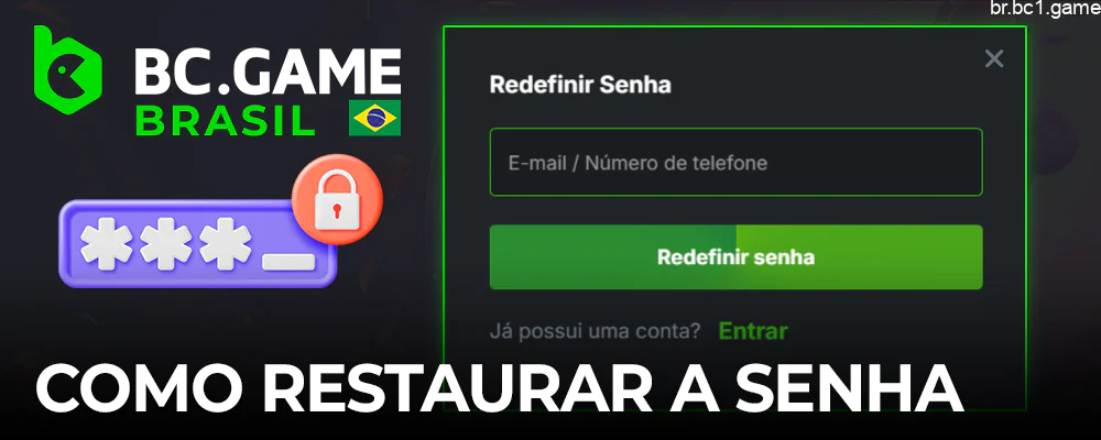 Processo de recuperação de senha do BC.Game