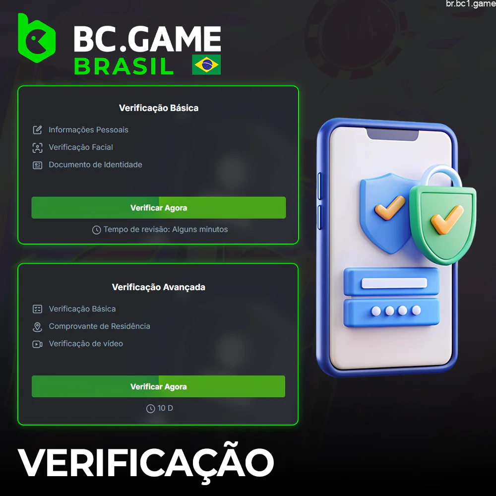 Processo de verificação no site BC.Game